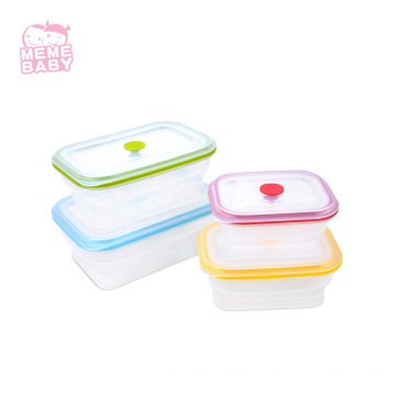 Hot Selling Food Grade 400/600/900/1200ML Rectangle Food Storage Containers Folding Collapsible Silicone Lunch Box